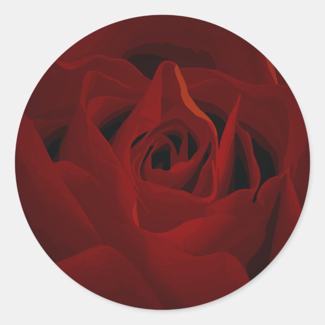 Rond Sticker Rose rouge profond (Devant)