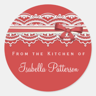 Rond Sticker rouge dentelle Vintage de la cuisine