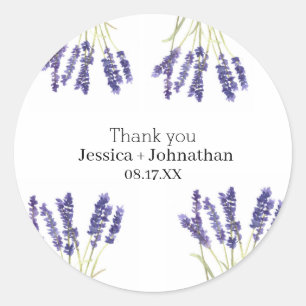 Rond Sticker Rustic Lavender Merci Favoriser