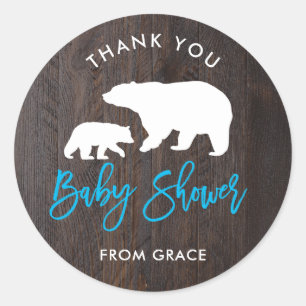 Rond Sticker Rustic Maman et Baby Bear Baby shower