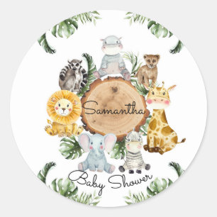 Rond Sticker Safari Animaux dans la Jungle