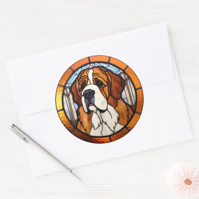 Rond Sticker Saint Bernard Dog (Enveloppe)