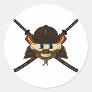Rond Sticker Samurai Warrior & Swords