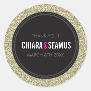 Rond STICKER SEAL moderne simple vieux or parties scint