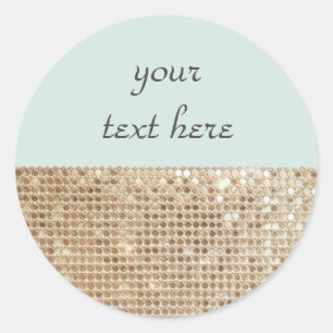 Rond Sticker Shimmerable Gold Sequins personnalisable