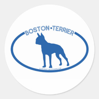 Rond Sticker Silhouette de Boston Terrier