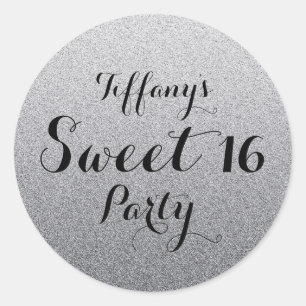 Rond Sticker Silver Grey Parties scintillant Faux Ombre