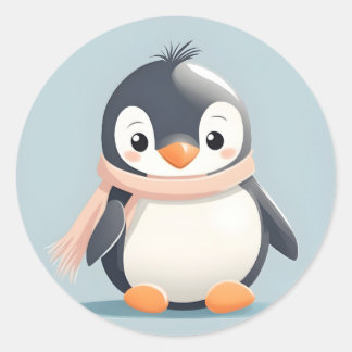 Rond Sticker simple en pingouin