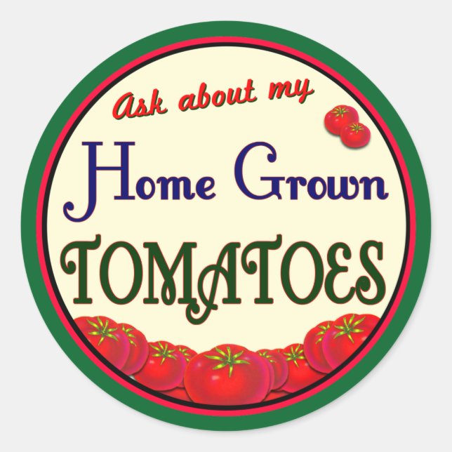 Rond Sticker Slogan Retro Gardener pour tomates faites  (Devant)