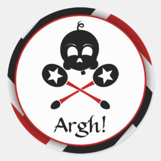 Rond Sticker Sm Pirate Rouge pour bébé crâne et sonnett