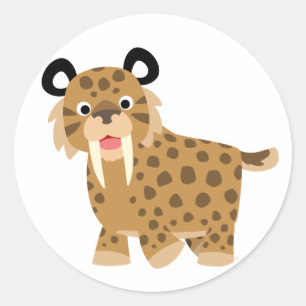 Rond Sticker Smilodon Cartoon Joli