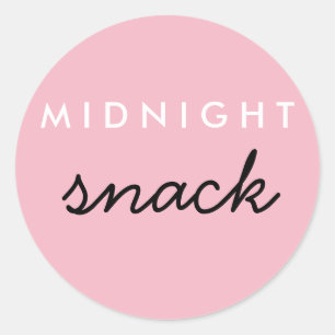 Rond Sticker Snack Rose Blanc Noir