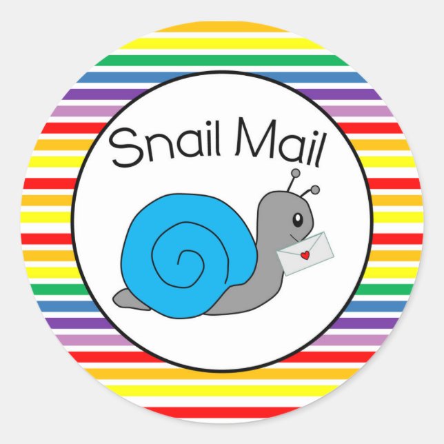 Rond Sticker Snail Mail - bande arc-en-ciel! ! (Devant)