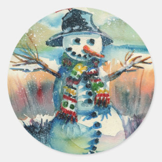 Rond Sticker Snowman