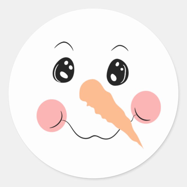 Rond Sticker Snowman Face Classic Round (Devant)