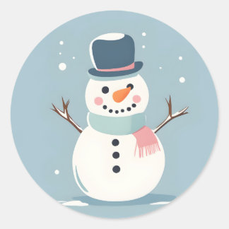Rond Sticker Snowman mignon