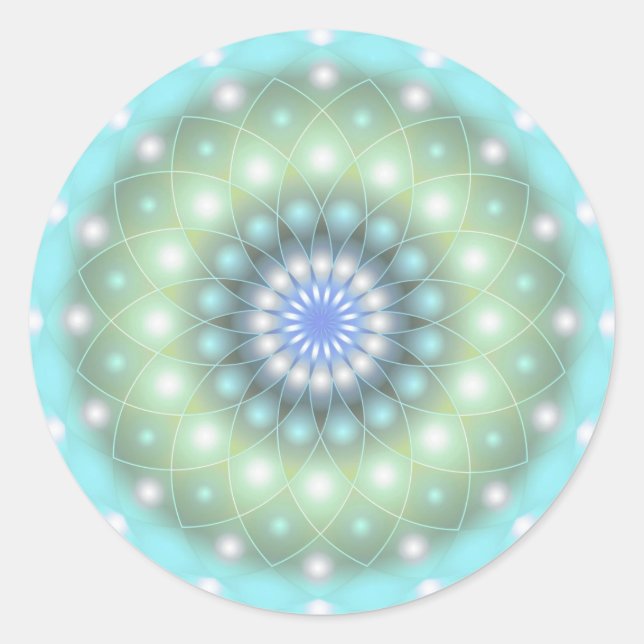 Rond Sticker Soft Turquoise Mandala (Devant)