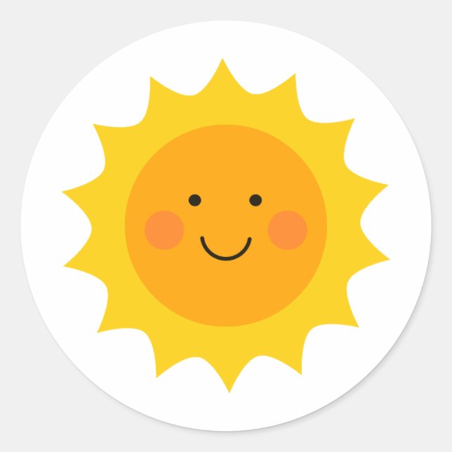 Rond Sticker solaire mignon et souriant (Devant)