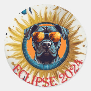 Rond Sticker solaire Pitbull noir Eclipse 2024