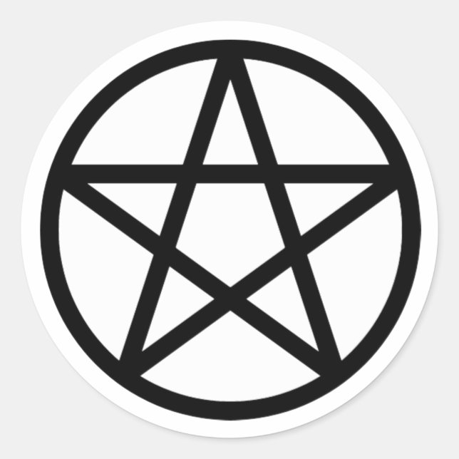 Rond Sticker solide Pentacle Blanc Noir (Devant)
