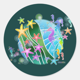 Rond Sticker - Sous la mer