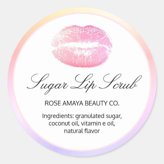Rond Sticker Spa de beauté de la lèvre sucre produit Ét (Devant)