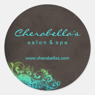 Rond Sticker Spa Salon Turquoise Bleu Vert Brown
