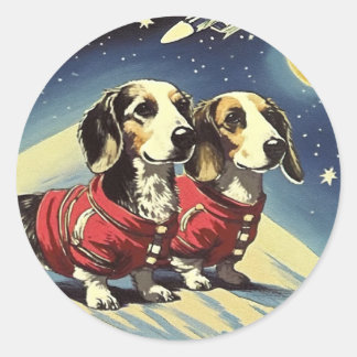 Rond Sticker Space Dachshund