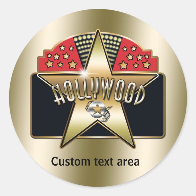 Rond Sticker Star Party Gold Hollywood Retro Typography (Devant)