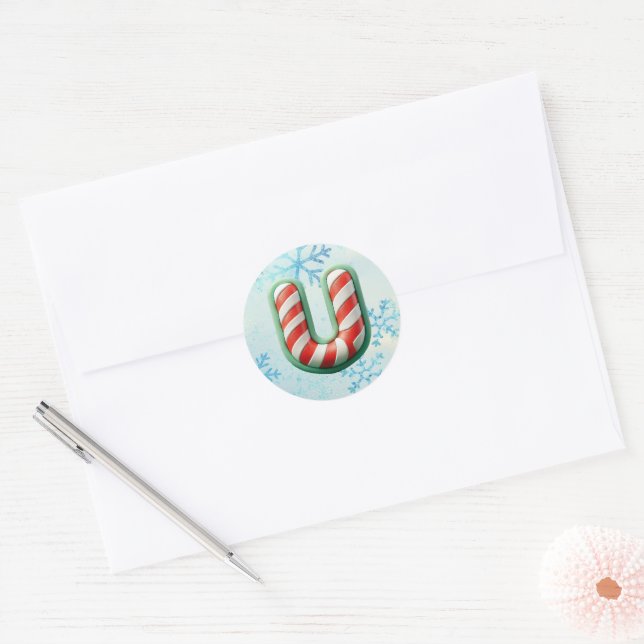 Rond Sticker sucre de canne Xmas "U", Festive Stripes (Enveloppe)