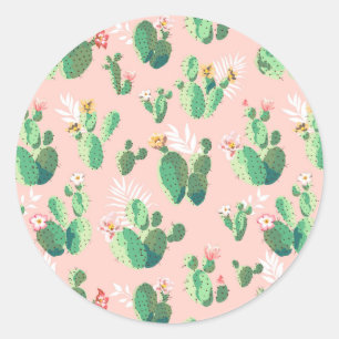 Rond Sticker sud-ouest de Cactus rose et Turquoise