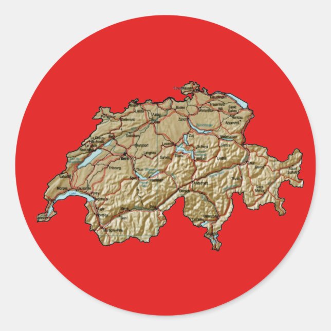 Rond Sticker Suisse Map (Devant)