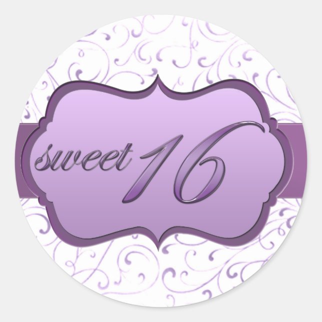 Rond Sticker "Sweet sixteen" (Devant)