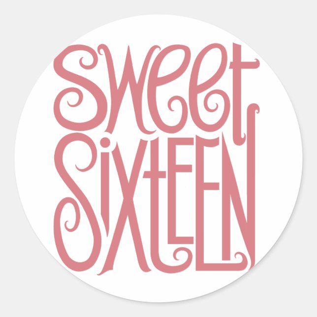 Rond Sticker sweet sixteen (Devant)