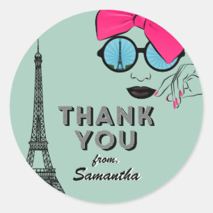 Rond Sticker sweet sixteen Paris Anniversaire Merci