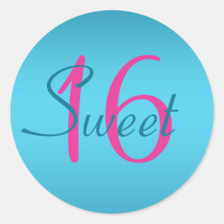 Rond Sticker Sweet sixteen Turquoise et Fuchsia