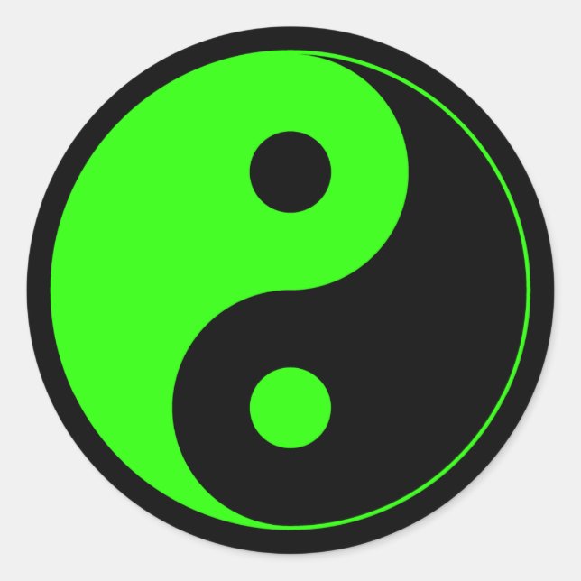 Rond Sticker Symbole Yin Yang Vert et Noir (Devant)