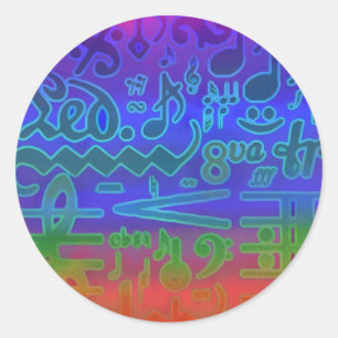 Rond Sticker Symboles Musicaux Colorés