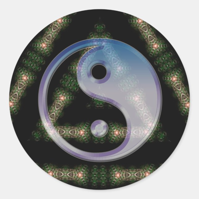 Rond Sticker Symbolisme Triad Yin Yang (Devant)