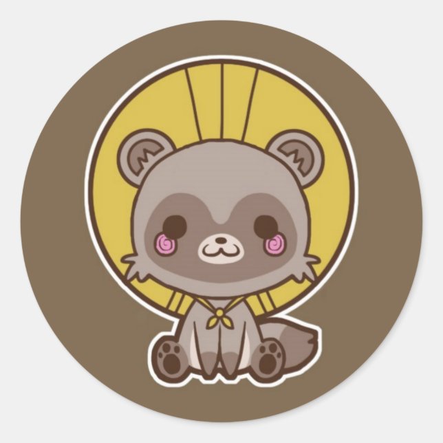 Rond Sticker Tanuki (Chien Raccon) (Devant)