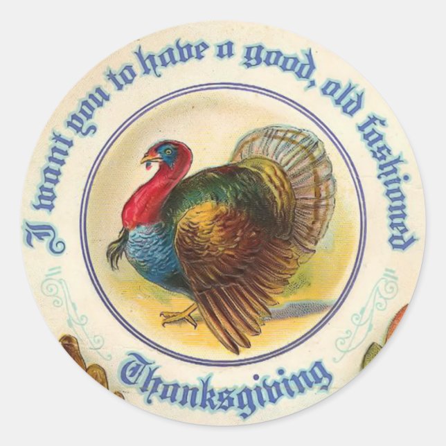 Rond Sticker Thanksgiving à l'ancienne (Devant)