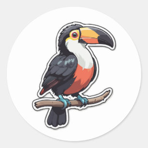 Rond Sticker Toucan Coloré - Un Plaisir Tropical