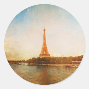 Rond Sticker Tour Eiffel vintage Paris