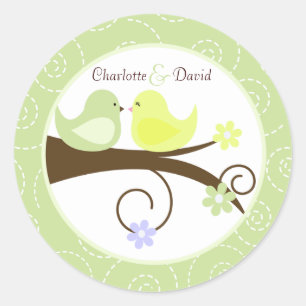 Rond Sticker tourbillonnant pour Mariage d'oiseaux (ver