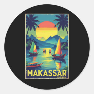 Rond Sticker touristique Vintage voyage Makar Indonésie