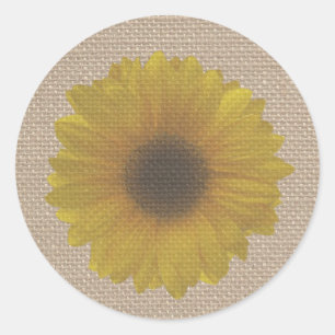 Rond Sticker Tournesol Inspiré Burlap