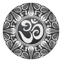 Sticker Tribal Sun Noir+Blanc Om Goa New Age