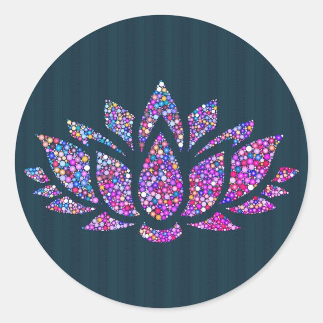 Rond Sticker Turquoise et arc-en-ciel lotus (Devant)
