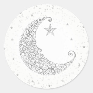 Rond Sticker Twinkle Little Star Silver Moon