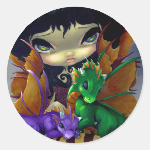 Rond Sticker "Two Cute Dragonlings"
